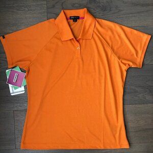 ONTOUR 300 Series WEB Tech SS 2 Button Polyester Polo Golf Shirt Orange Sz M NWT